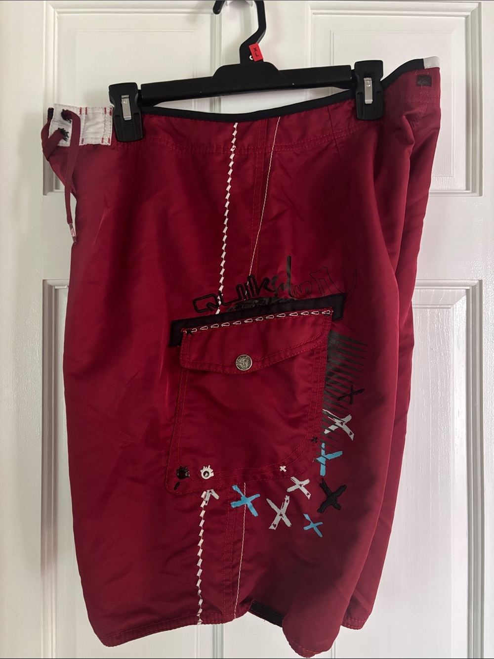Quiksilver Red Men's Boardshorts with Cargo Pocket